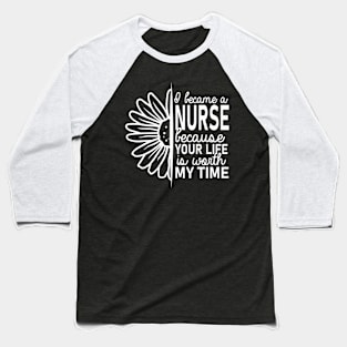 Nurse Flower Design Baseball T-Shirt